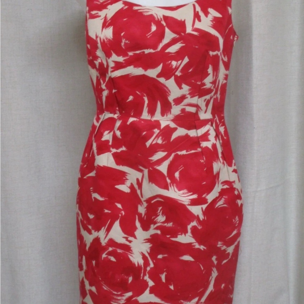 LK Bennett Red and White Floral Midi Dress